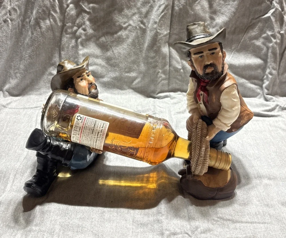 MayRich Company Cowboy Clay Wine Bottle Holder 2 piece Bottle Caddy, Western